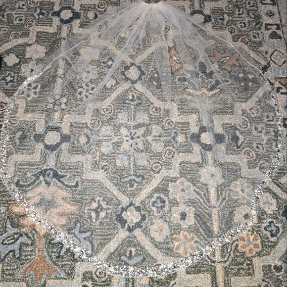 Bling Embellished Fingertip Bridal Veil - Picture 7 of 8